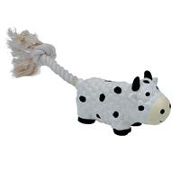 Coastal Li’l Pals Latex &amp; Rope Cow Dog Toy 8.5 in  I019087