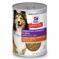 Hill’s Science Diet Adult Sensitive Stomach &amp; Skin Tender Turkey &amp; Rice Stew Dog Food 12.5 oz I019166