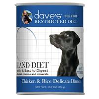 Dave’s Restricted Diet Bland Chicken &amp; Rice Can Food for Dogs 13.2 oz.  I030740